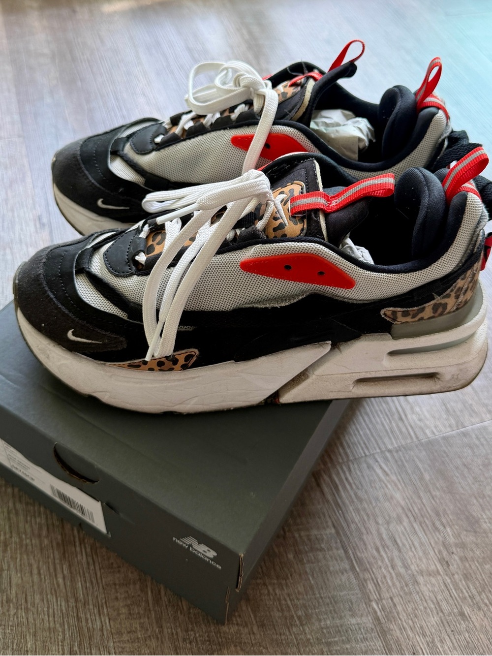 Nike Women's Black, White & Red Leopard Accent Sneakers